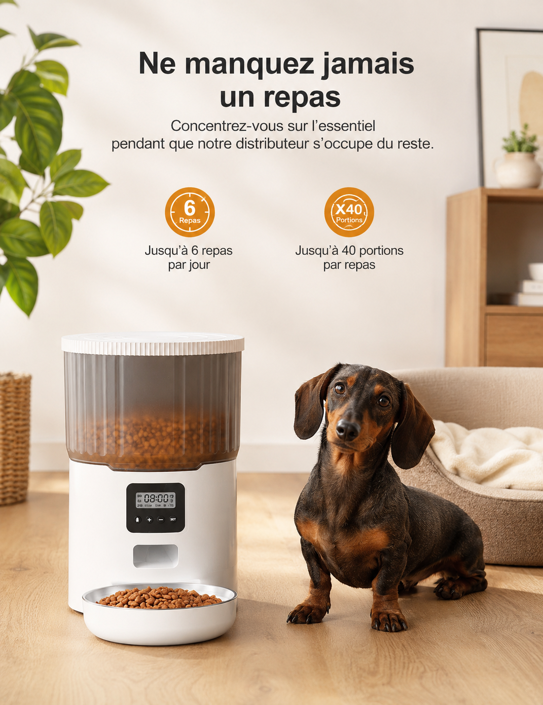 Distributeur de Nourriture Automatique pour Chat et Chien – Programmable 4L
