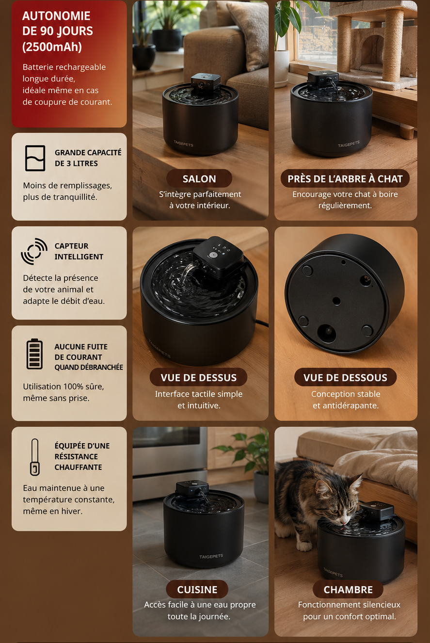 fontaine filtrante pour chat batterie 90 jours